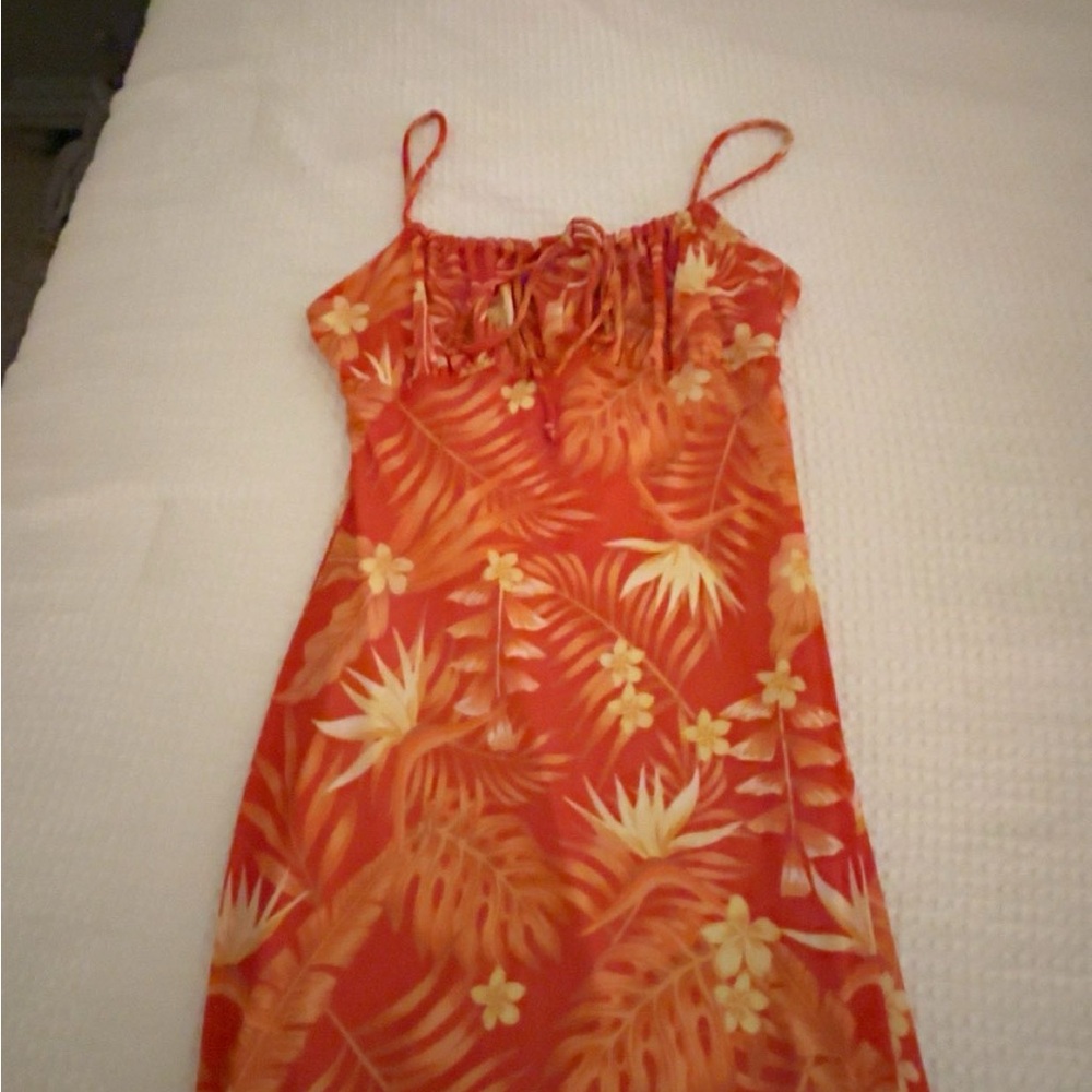 Tropical Floral Mini Dress - Orange